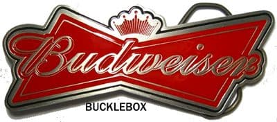 OFFICIALLY LICENSED BUDWEISER BOW BELT BUCKLE + display stand
