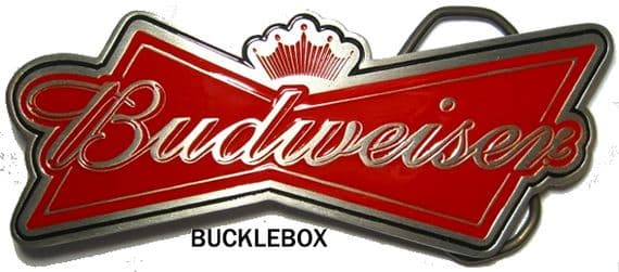 OFFICIALLY LICENSED BUDWEISER BOW BELT BUCKLE + display stand