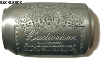 Officially Licensed Budweiser Can Belt Buckle + display stand