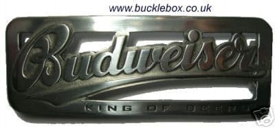 OFFICIALLY LICENSED BUDWEISER OBLONG CUT OUT BELT BUCKLE + display stand