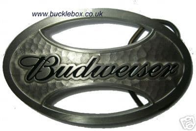 OFFICIALLY LICENSED BUDWEISER OVAL belt buckle + display stand