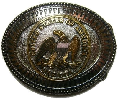 One Dollar 'Coin' - 24K Gold & Silver Plated Belt Buckle. Code AX6