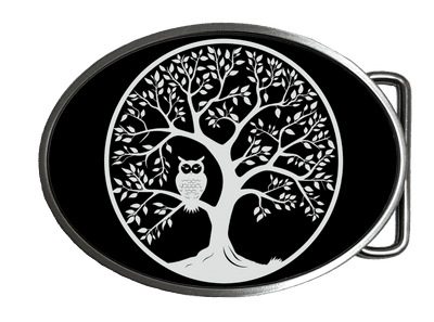 Owl in Tree Belt Buckle. Code:A0193
