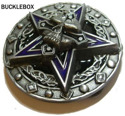 Pentagram Skull - Heavy Belt Buckle. Code AS2