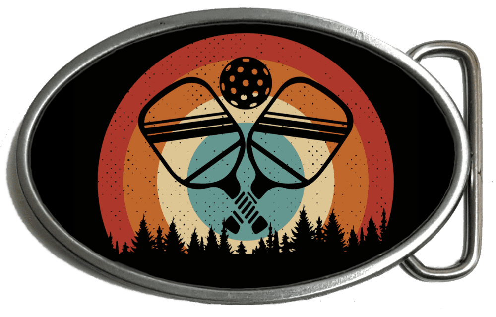 Pickleball Crossed Rackets Belt buckle Code A0151