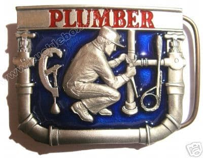 PLUMBER BELT BUCKLE + display stand