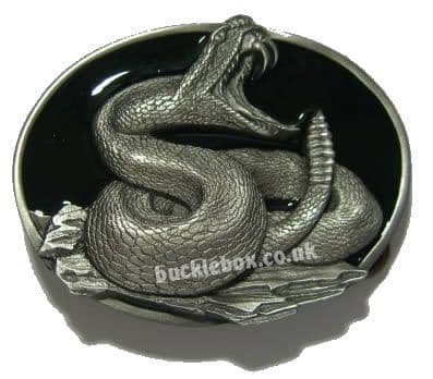 RATTLESNAKE (2) BELT BUCKLE + display stand