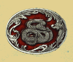 RATTLESNAKE (SCROLL) BELT BUCKLE + display stand