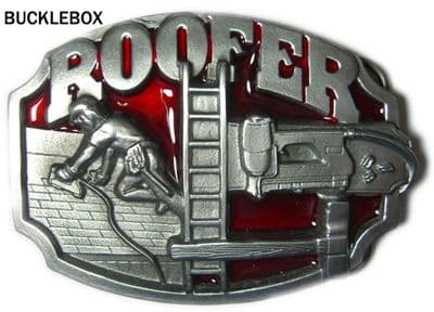 Roofer Belt Buckle + display stand. Code ZC2