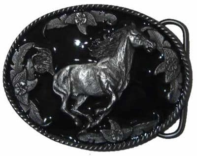 Running Horse Belt Buckle + display stand. Code HD1