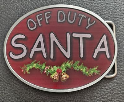Santa Off Duty Belt Buckle. Code A0117