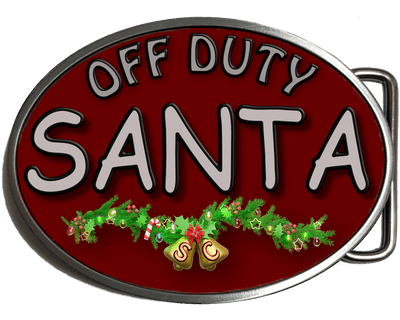 Santa Off Duty Belt Buckle. Code A0117
