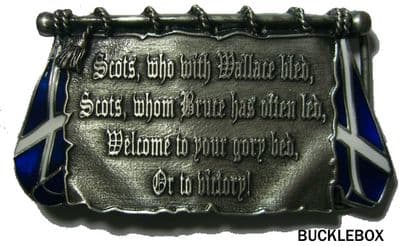 Scottish. Scotland to Victory Saltire Flags Belt Buckle with display stand. TE3
