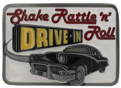Shake Rattle n Roll Belt Buckle with display stand