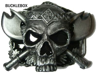 Skull and Axes - Heavy Belt Buckle. Code AO2