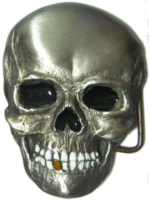 Skull (black eyed) Belt Buckle + display stand. Code OD7