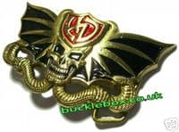 SKULL & COBRA BELT BUCKLE + display stand