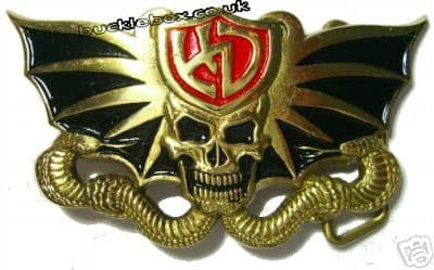 SKULL & COBRA BELT BUCKLE + display stand