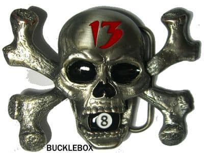 SKULL, CROSSBONES & 8 POOL BALL BELT BUCKLE. Code CD6