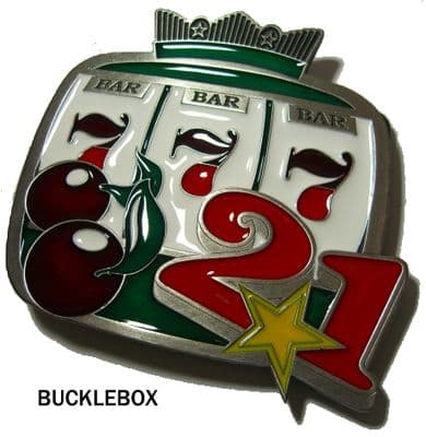Slot Machine, One Armed Bandit Belt Buckle. Code CH1