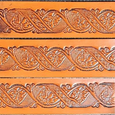 Spiral Leaf  Design Embossed Full Grain Leather Belt . 1½