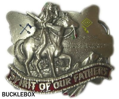 Spirit of our Fathers American Indian Belt Buckle. Code AB6