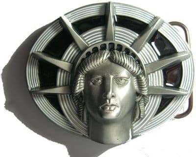 Statue of Liberty Belt Buckle + display stand. Code RA7