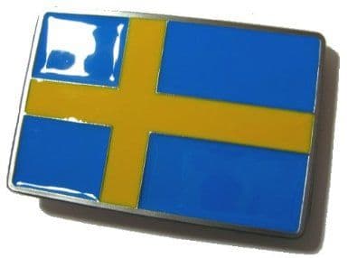 Sweden Swedish Flag Belt Buckle + display stand. Code LK8
