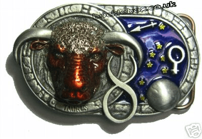 Taurus the Bull, Zodiac / Astrology / Horoscope Belt Buckle + display stand