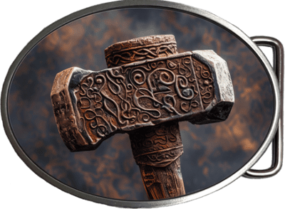 Thunder Hammer Viking Belt Buckle. Code A0188