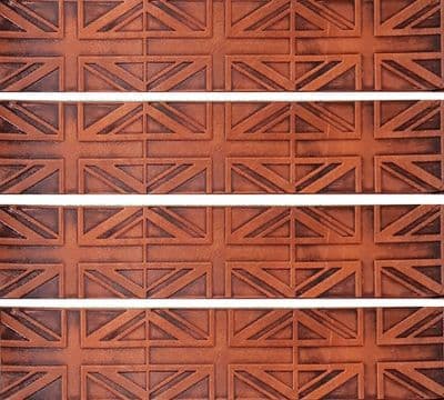 Union Jack Reversed Flag Antique Tan Tan Embossed Full Grain Leather Belt . 1½