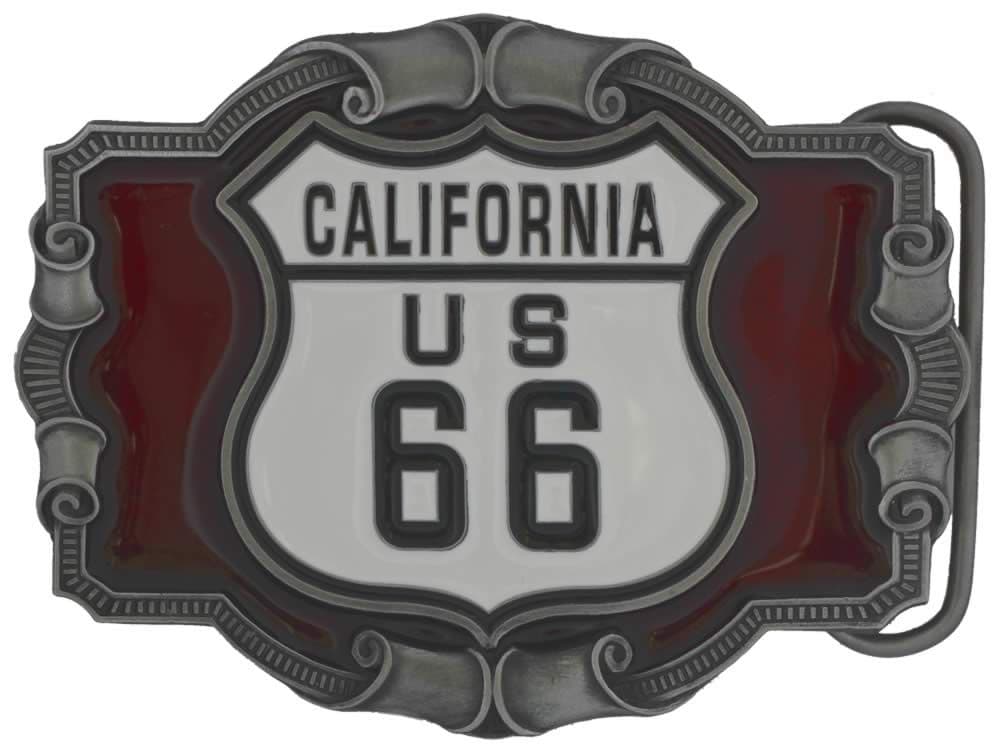 Buckle (fibbie) Route 66 Vintage Harley-Davidson - En Argent, Clip Rapide, Style Rétro