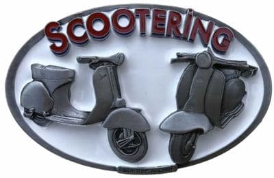 Vespa and Lambretta Scooter Belt Buckle with display stand. SA2