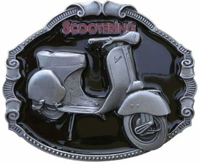 Vespa Scooter Belt Buckle with display stand. Code SL3