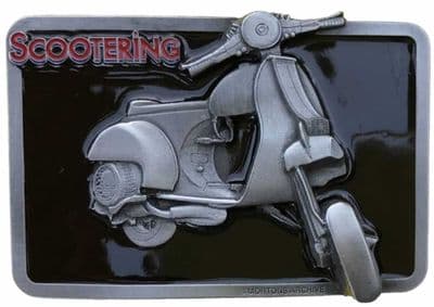 Vespa Scooter Belt Buckle with display stand. Code SM1