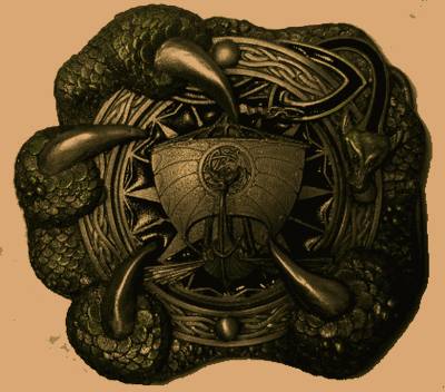 Viking Ship & Giant Claw BELT BUCKLE. Code DF5