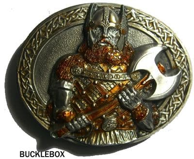 Viking Warrior with Axe Belt Buckle. Code BK6