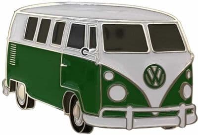 VW Green Campervan Officially Licensed Belt Buckle with display stand and presentation box. Code VWVAN06