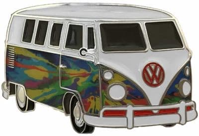 VW Pyschedelic Flames Campervan Officially Licensed Belt Buckle with display stand and presentation box. Code VWVAN05