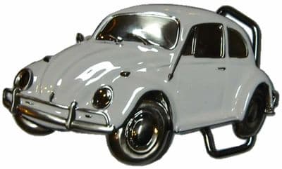 VW White Beetle Officially Licensed Belt Buckle with display stand and presentation box. Code VW23