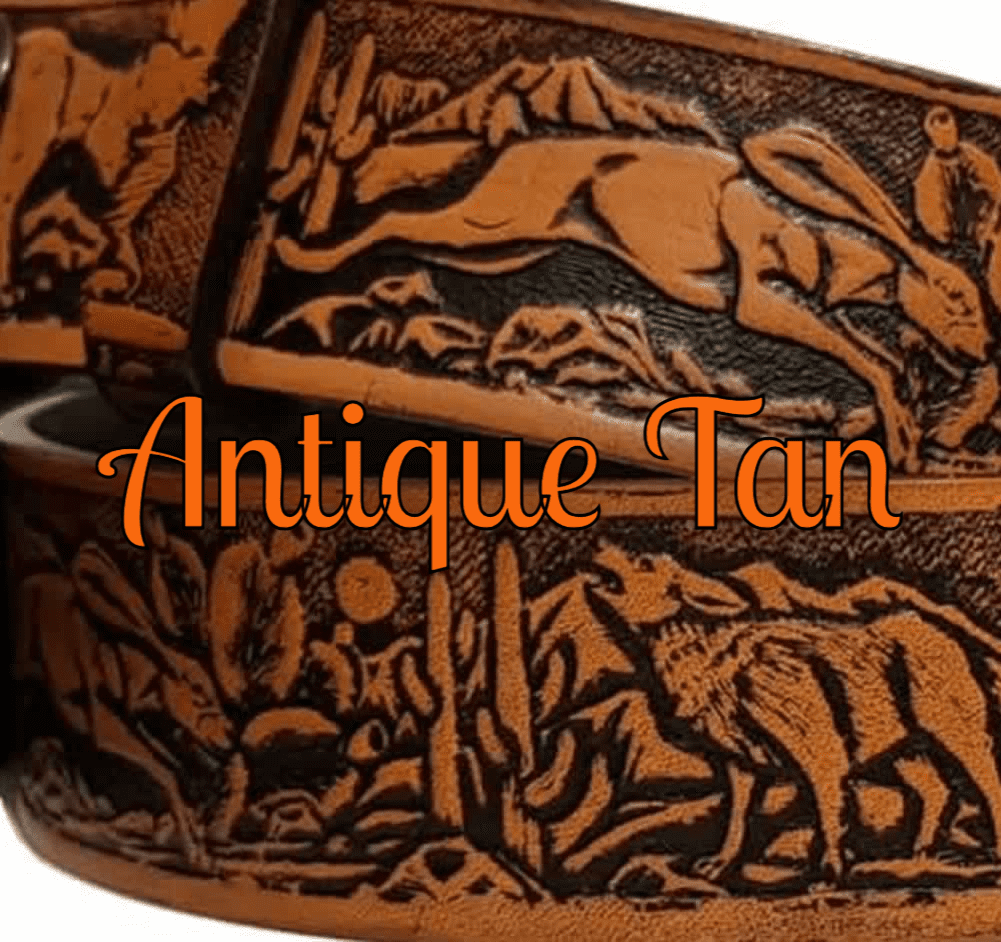 Wolf, Hare, Mountain Lion Embossed Full Grain Leather Belt 1½