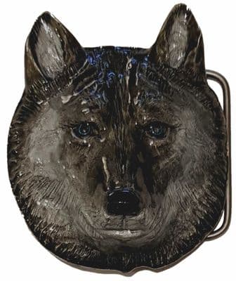 Wolf Head Belt Buckle with display stand. Code LE3