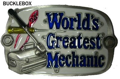 World's Greatest Mechanic belt buckle. Code AK4