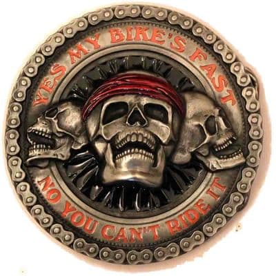 Yes My Bike is Fast - No, you Can't Ride it Belt - Buckle with display stand. Code KB3