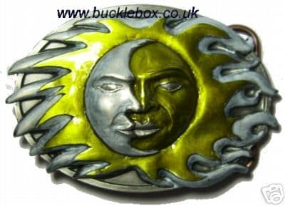 ZODIAC - SUN & MOON BELT BUCKLE + display stand