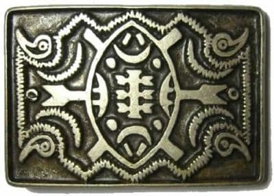 Zulu Shield Belt Buckle with display stand