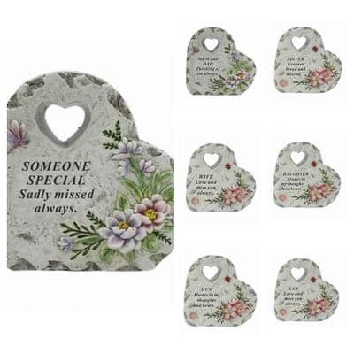  Heart With Ladybird  & Flower Memorial Plaque
