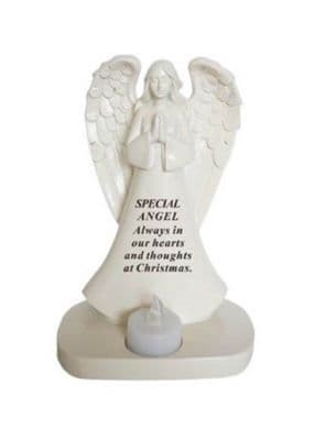 Angel Christmas Memorial With Flickering Tealight