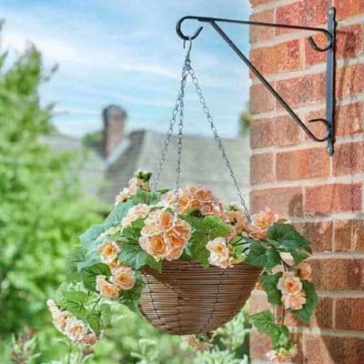 Begonia Blooms Faux Flower Hanging Basket