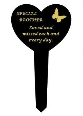 Brother Black Slim Plastic Heart  Memorial Stake